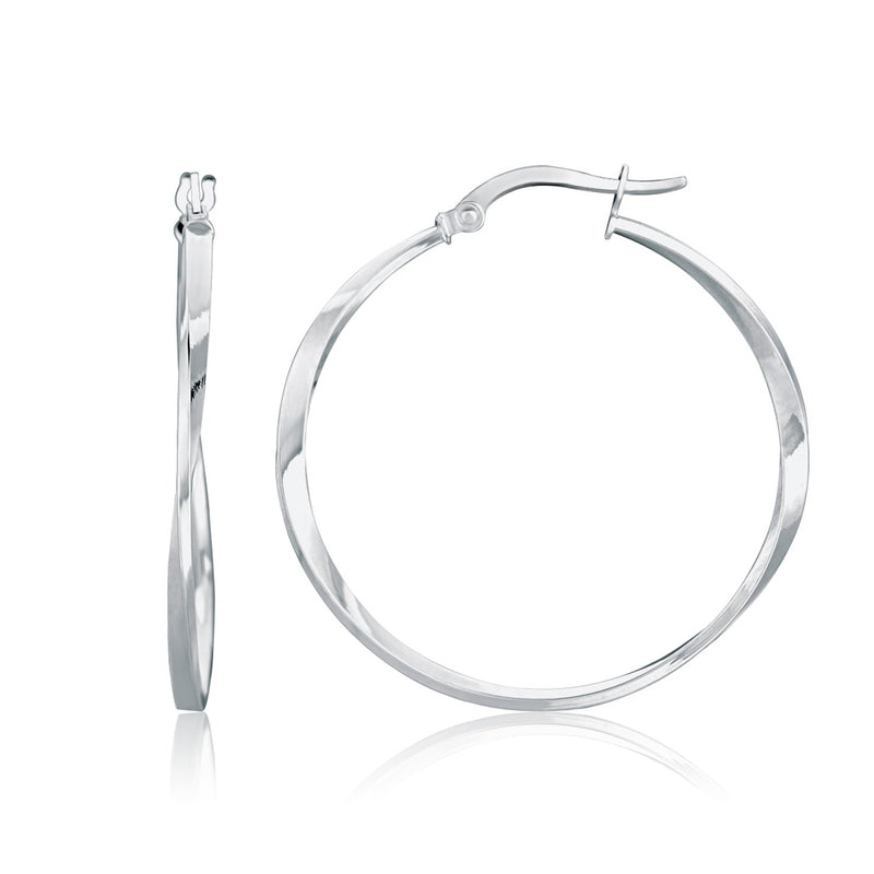 14k White Gold Mobius Twisted Hoop Earrings - Premium Earrings - Just $347.99! Shop now at Pulse Designer Fashion