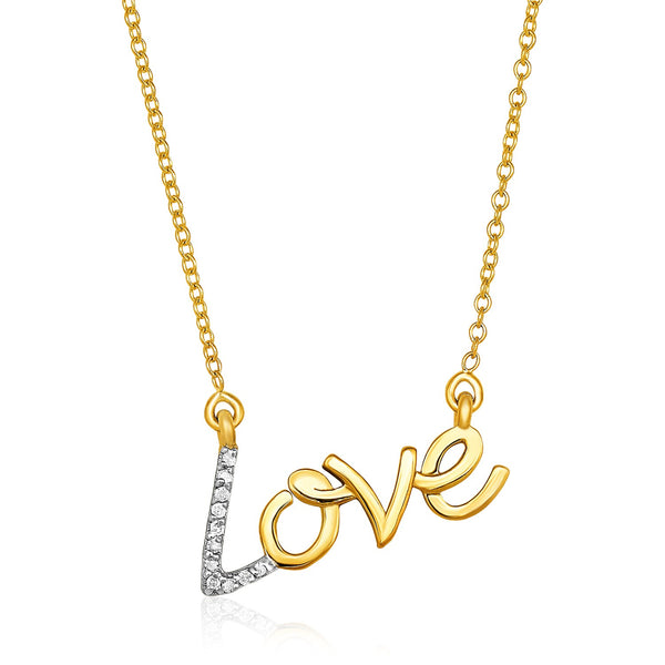 14k Yellow Gold 18 inch Necklace with Gold and Diamond Love Symbol - Premium Necklaces - Just $861.99! Shop now at Pulse Designer Fashion