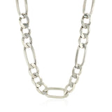 Rhodium Plated 9.0mm Sterling Silver Figaro Style Chain - Premium Chains - Just $387.99! Shop now at Pulse Designer Fashion