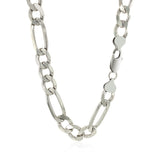 Rhodium Plated 9.0mm Sterling Silver Figaro Style Chain - Premium Chains - Just $387.99! Shop now at Pulse Designer Fashion