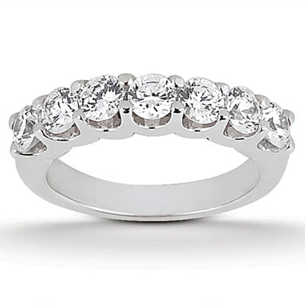 14k White Gold Diamond Scalloped Shared U Prong Setting Wedding Ring Band - Premium Rings - Just $3786.99! Shop now at Pulse Designer Fashion