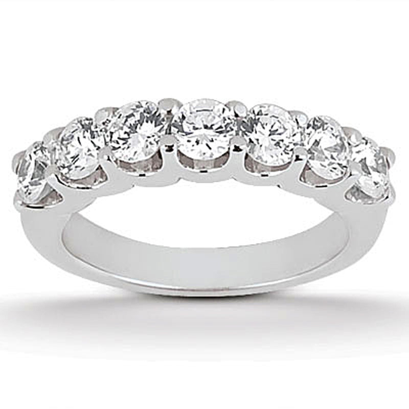 14k White Gold Diamond Scalloped Shared U Prong Setting Wedding Ring Band - Premium Rings - Just $3786.99! Shop now at Pulse Designer Fashion