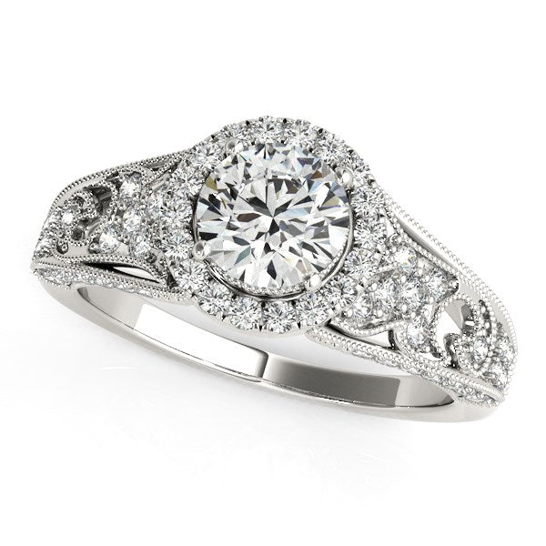 14k White Gold Diamond Engagement Ring with Baroque Shank Design (1 1/8 cttw) - Premium Rings - Just $9127.99! Shop now at Pulse Designer Fashion