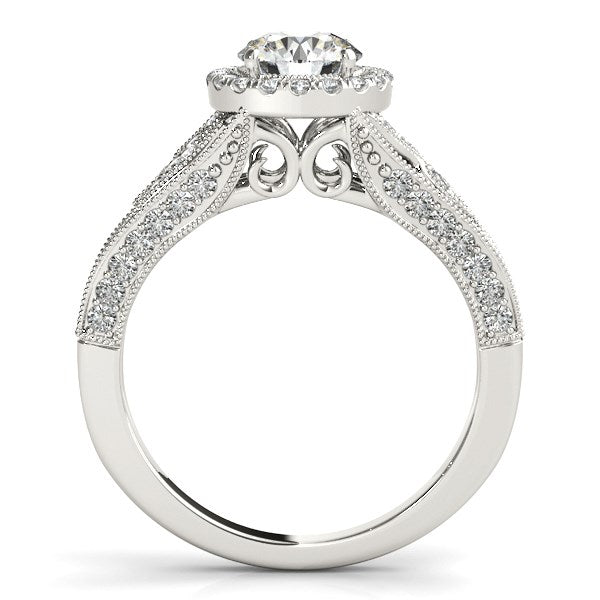 14k White Gold Diamond Engagement Ring with Baroque Shank Design (1 1/8 cttw) - Premium Rings - Just $9127.99! Shop now at Pulse Designer Fashion