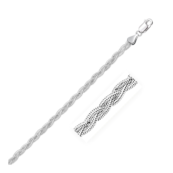 3.5mm 14k White Gold Braided Bracelet - Premium Bracelets - Just $489.99! Shop now at Pulse Designer Fashion