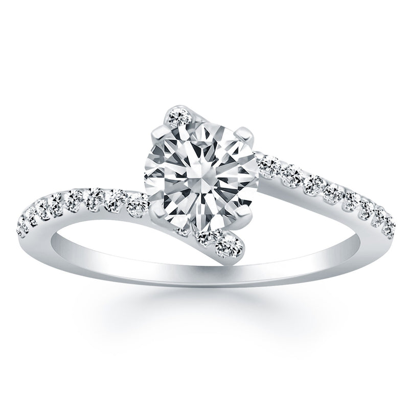 14k White Gold Open Shank Bypass Diamond Engagement Ring - Premium Rings - Just $3935.99! Shop now at Pulse Designer Fashion