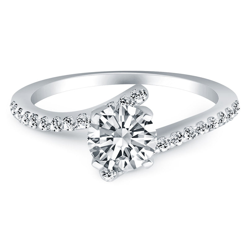 14k White Gold Open Shank Bypass Diamond Engagement Ring - Premium Rings - Just $3935.99! Shop now at Pulse Designer Fashion