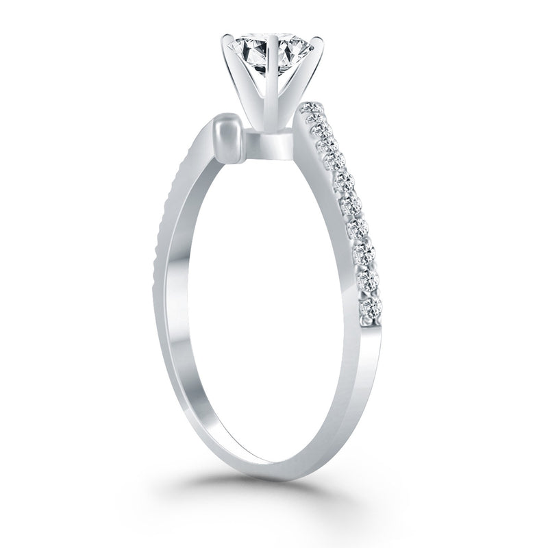 14k White Gold Open Shank Bypass Diamond Engagement Ring - Premium Rings - Just $3935.99! Shop now at Pulse Designer Fashion