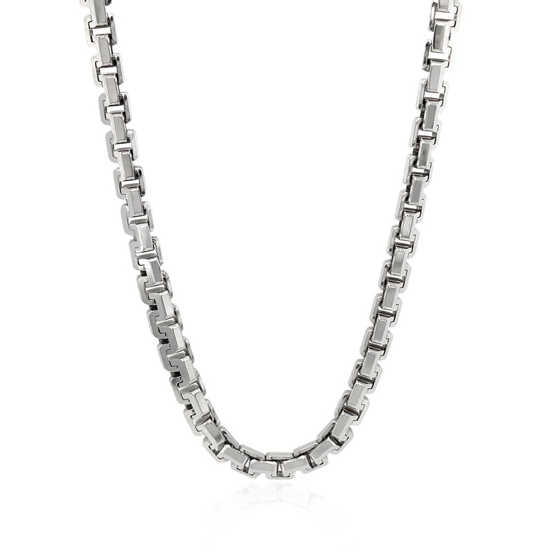 Sterling Silver Rhodium Plated Greek Box Chain 5.5mm - Premium Chains - Just $323.99! Shop now at Pulse Designer Fashion