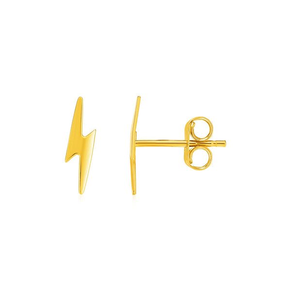 14k Yellow Gold Post Earrings with Lightning Bolts - Premium Earrings - Just $165.99! Shop now at Pulse Designer Fashion