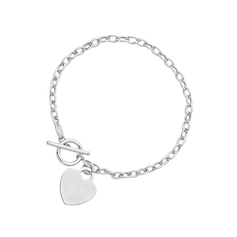 Toggle Bracelet with Heart Charm in 14k White Gold - Premium Bracelets - Just $647.99! Shop now at Pulse Designer Fashion