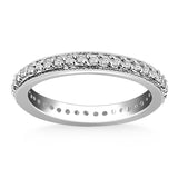 14k White Gold Pave Set Round Cut Diamond Eternity Ring with Milgrained Edging - Premium Rings - Just $2794.99! Shop now at Pulse Designer Fashion