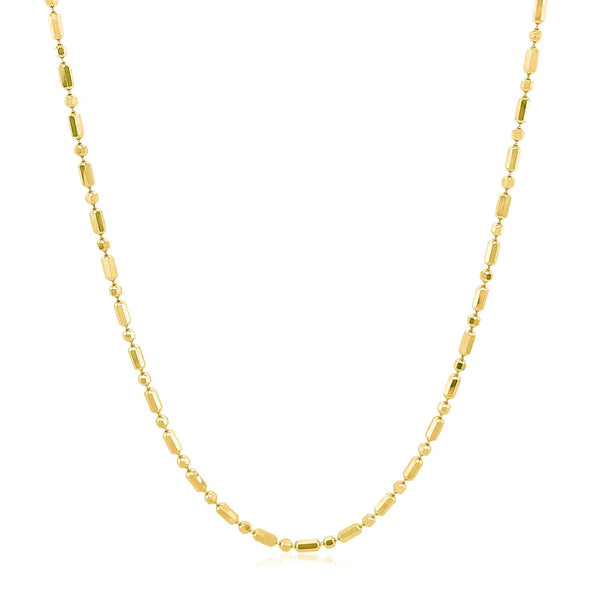 14k Yellow Gold Diamond-Cut Alternating Bead Chain 1.5mm - Premium Chains - Just $495.99! Shop now at Pulse Designer Fashion