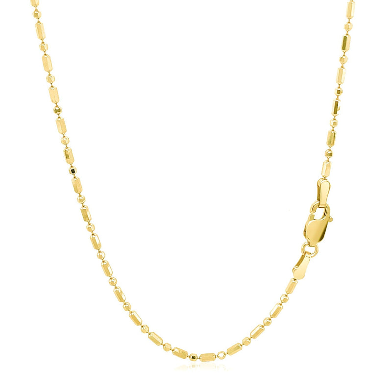 14k Yellow Gold Diamond-Cut Alternating Bead Chain 1.5mm - Premium Chains - Just $495.99! Shop now at Pulse Designer Fashion