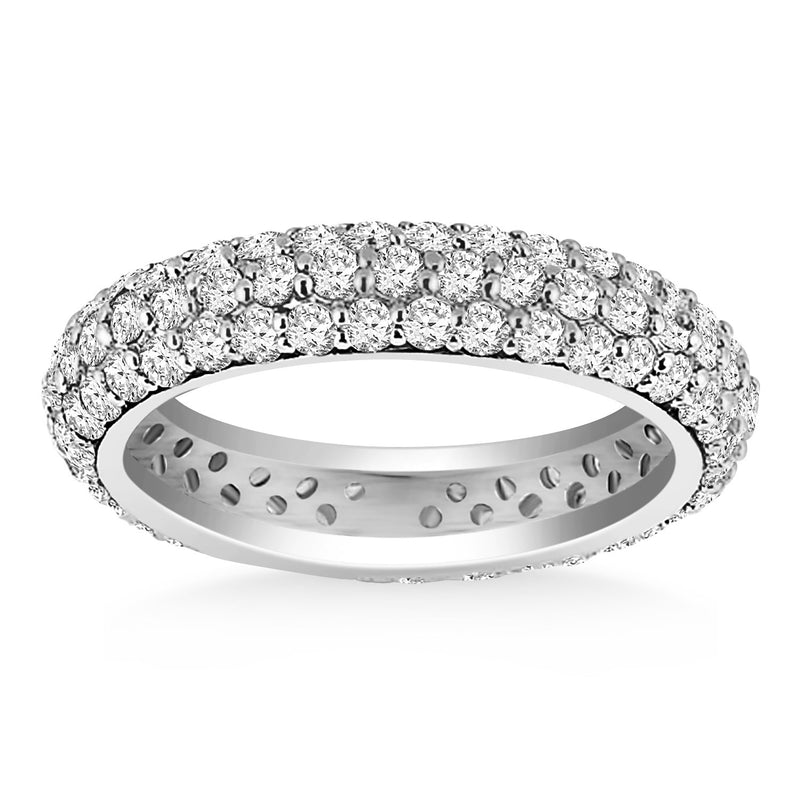 14k White Gold Cupola Round Diamond Eternity Ring in 14k White Gold - Premium Rings - Just $4183.99! Shop now at Pulse Designer Fashion