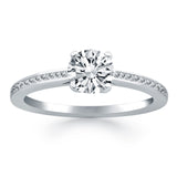 14k White Gold Channel Set Cathedral Engagement Ring - Premium Rings - Just $3712.99! Shop now at Pulse Designer Fashion