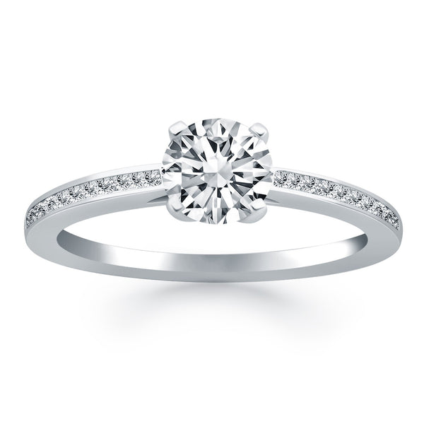 14k White Gold Channel Set Cathedral Engagement Ring - Premium Rings - Just $3712.99! Shop now at Pulse Designer Fashion