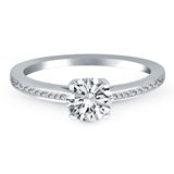 14k White Gold Channel Set Cathedral Engagement Ring - Premium Rings - Just $3712.99! Shop now at Pulse Designer Fashion