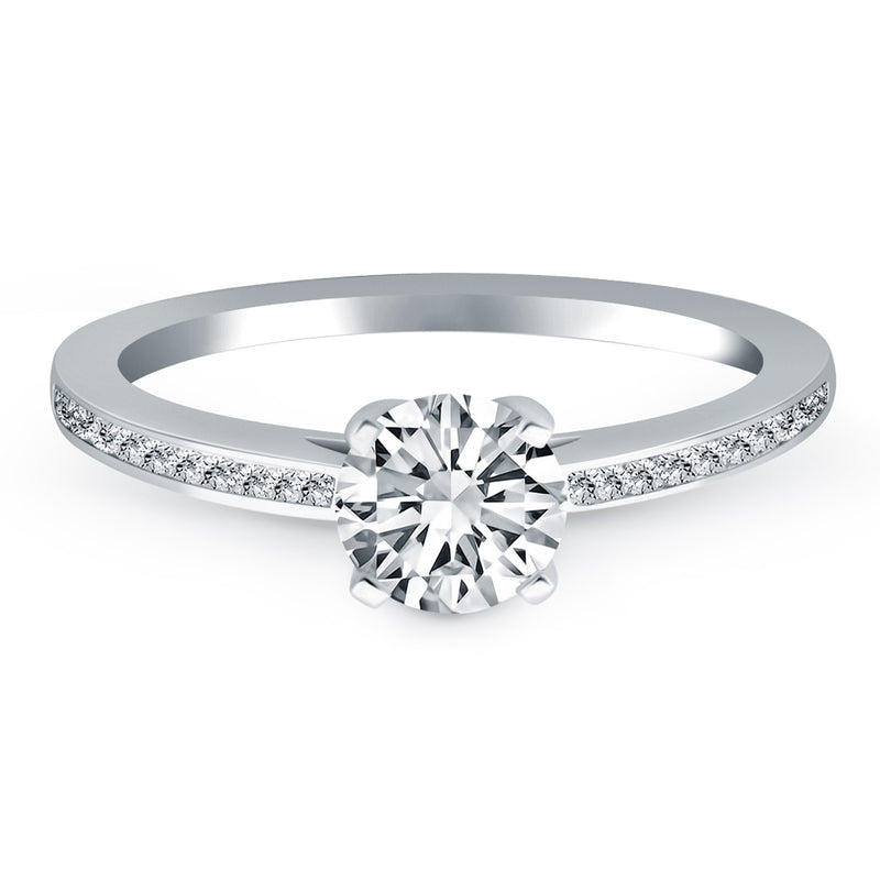 14k White Gold Channel Set Cathedral Engagement Ring - Premium Rings - Just $3712.99! Shop now at Pulse Designer Fashion