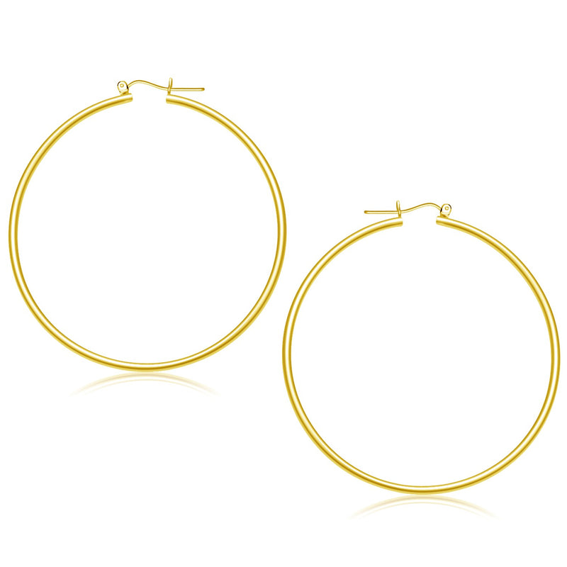 14k Yellow Gold Polished Hoop Earrings (55 mm) - Premium Earrings - Just $559.99! Shop now at Pulse Designer Fashion