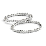 Oval Shape Two Sided Diamond Hoop Earrings in 14k White Gold (2 cttw) - Premium Earrings - Just $4786.99! Shop now at Pulse Designer Fashion