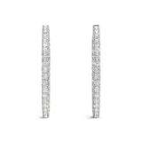 Oval Shape Two Sided Diamond Hoop Earrings in 14k White Gold (2 cttw) - Premium Earrings - Just $4786.99! Shop now at Pulse Designer Fashion