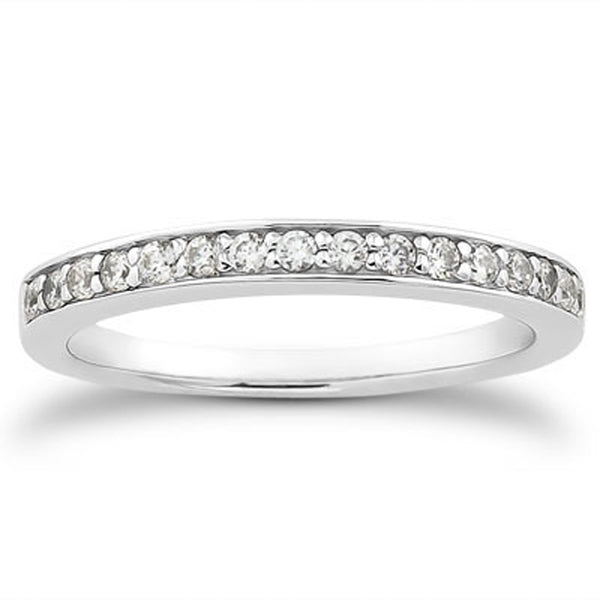 14k White Gold Pave Diamond Wedding Ring Band Set 1/2 Around - Premium Rings - Just $1425.99! Shop now at Pulse Designer Fashion