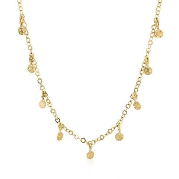 Choker Necklace with Hammered Beads in 14k Yellow Gold - Premium Necklaces - Just $629.99! Shop now at Pulse Designer Fashion