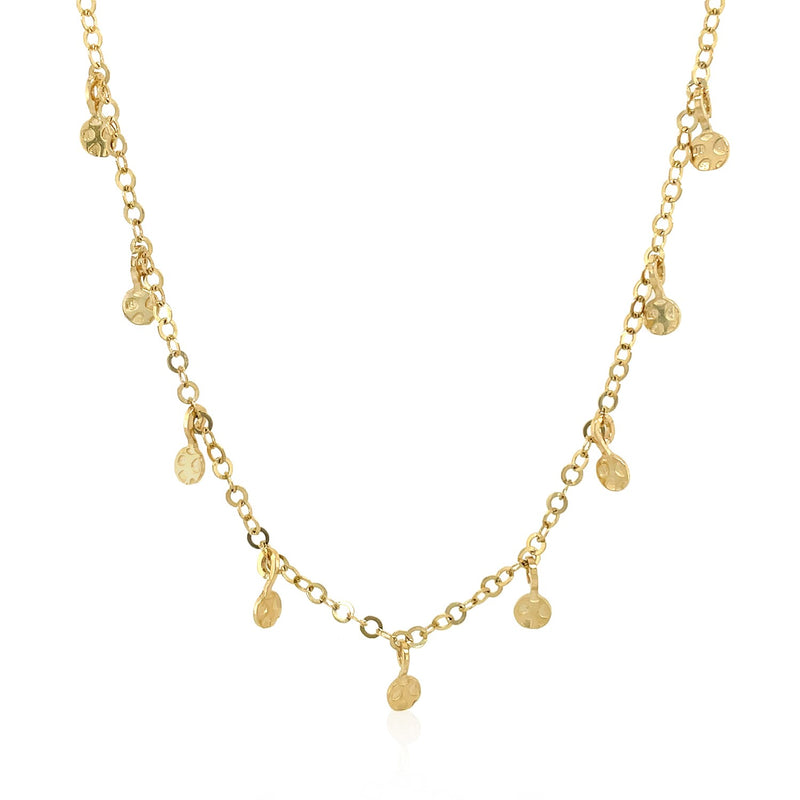 Choker Necklace with Hammered Beads in 14k Yellow Gold - Premium Necklaces - Just $629.99! Shop now at Pulse Designer Fashion