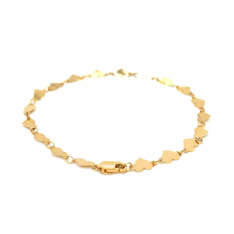 14k Yellow Gold 7 inch Mirrored Heart Chain Bracelet - Premium Bracelets - Just $263.99! Shop now at Pulse Designer Fashion