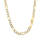 4.0mm 14K Yellow Gold Solid Pave Figaro Chain - Premium Chains - Just $1220.99! Shop now at Pulse Designer Fashion