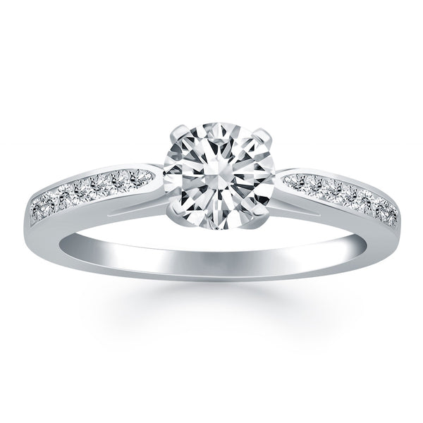 14k White Gold Cathedral Engagement Ring with Pave Diamonds - Premium Rings - Just $3712.99! Shop now at Pulse Designer Fashion