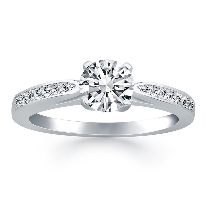 14k White Gold Cathedral Engagement Ring with Pave Diamonds - Premium Rings - Just $3712.99! Shop now at Pulse Designer Fashion