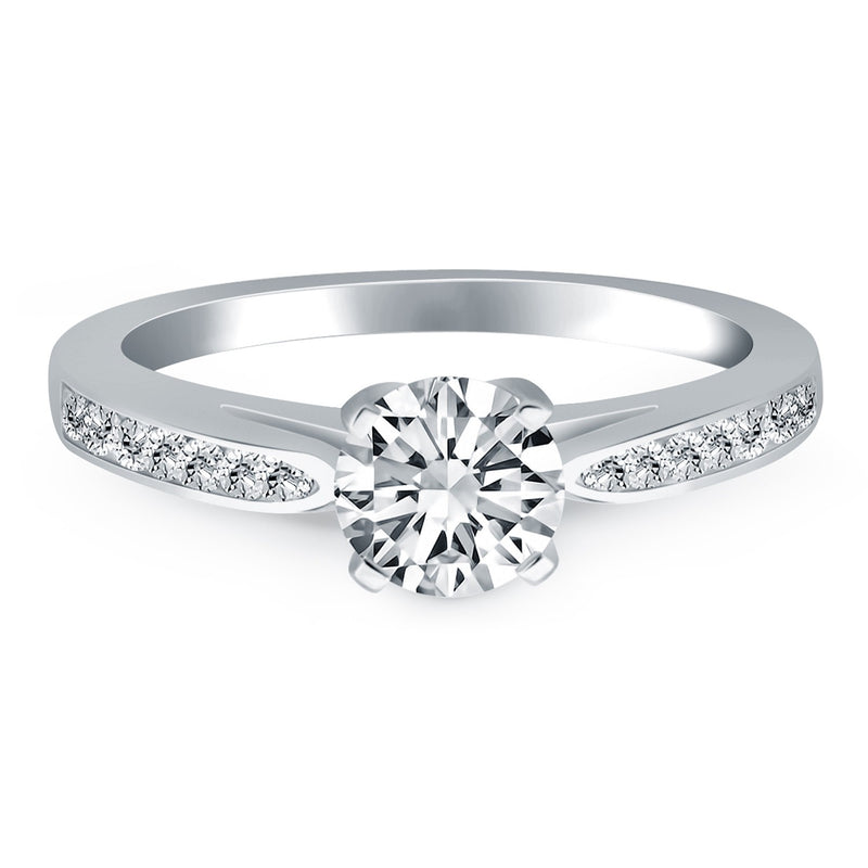 14k White Gold Cathedral Engagement Ring with Pave Diamonds - Premium Rings - Just $3712.99! Shop now at Pulse Designer Fashion