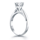 14k White Gold Tapered Cathedral Solitaire Engagement Ring - Premium Rings - Just $3489.99! Shop now at Pulse Designer Fashion