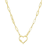 14k Yellow Gold Paperclip Chain Necklace with Heart Carabiner Clasp - Premium Necklaces - Just $766.99! Shop now at Pulse Designer Fashion