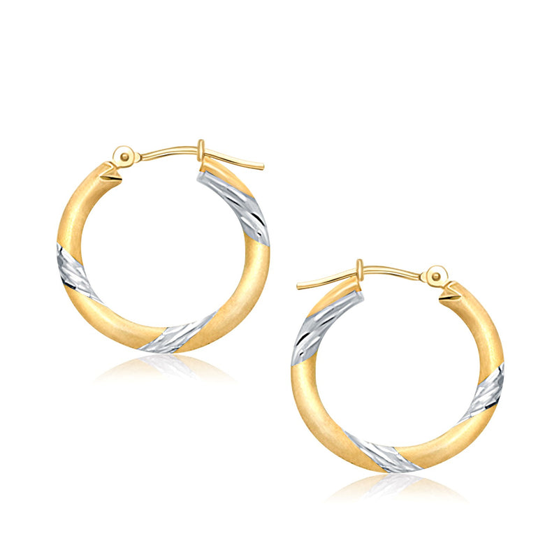 14k Two Tone Gold Polished Hoop Earrings (20 mm) - Premium Earrings - Just $252.99! Shop now at Pulse Designer Fashion