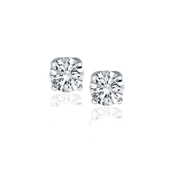 14k White Gold Diamond Four Prong Stud Earrings (1 cttw) - Premium Earrings - Just $4306.99! Shop now at Pulse Designer Fashion