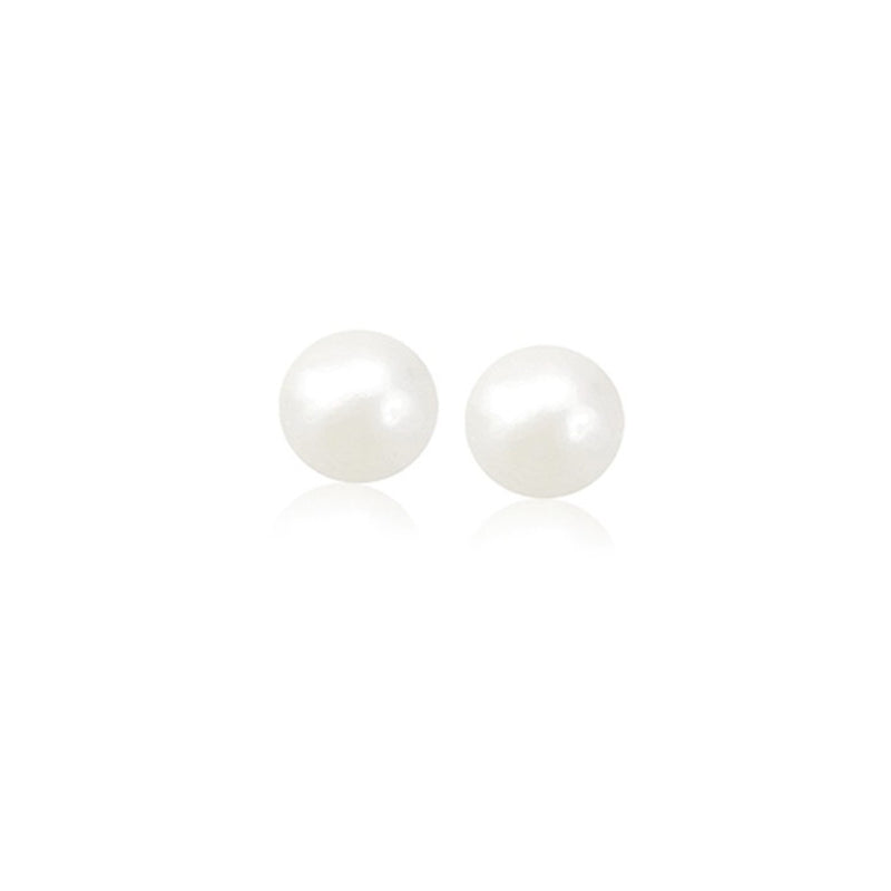 14k Yellow Gold Freshwater Cultured White Pearl Stud Earrings (6.0 mm) - Premium Earrings - Just $156.99! Shop now at Pulse Designer Fashion