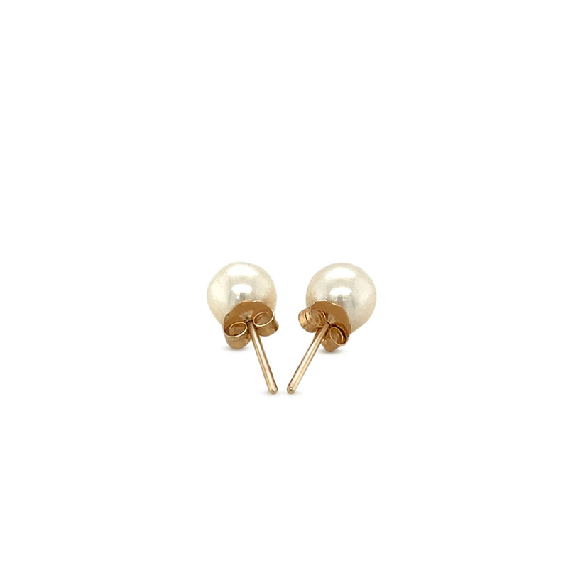 14k Yellow Gold Freshwater Cultured White Pearl Stud Earrings (6.0 mm) - Premium Earrings - Just $156.99! Shop now at Pulse Designer Fashion