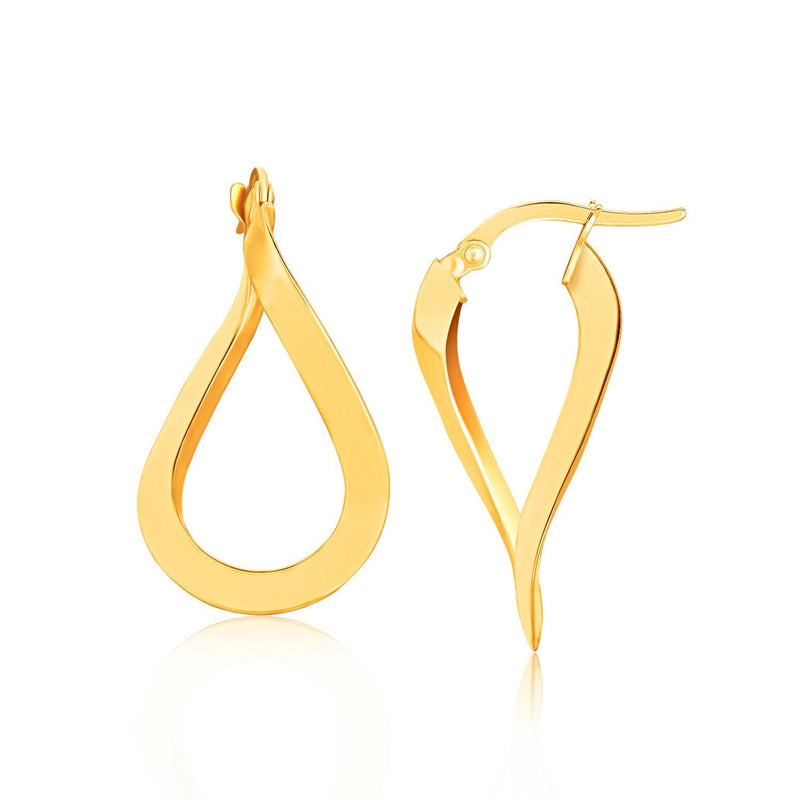 10k Yellow Gold Flat Polished Twisted Hoop Earrings - Premium Earrings - Just $223.99! Shop now at Pulse Designer Fashion