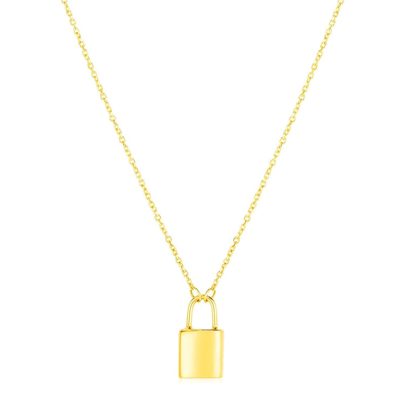 14k Yellow Gold Padlock Necklace - Premium Necklaces - Just $503.99! Shop now at Pulse Designer Fashion