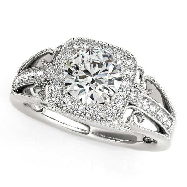 14k White Gold Baroque Shank Style Cut Diamond Engagement Ring (1 1/4 cttw) - Premium Rings - Just $7315.99! Shop now at Pulse Designer Fashion