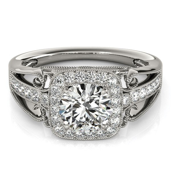 14k White Gold Baroque Shank Style Cut Diamond Engagement Ring (1 1/4 cttw) - Premium Rings - Just $7315.99! Shop now at Pulse Designer Fashion