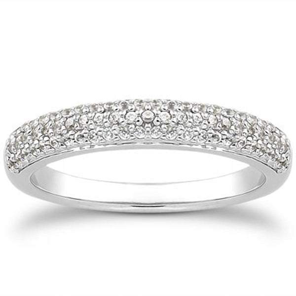 14k White Gold Triple Multi-Row Micro- Pave Diamond Wedding Ring Band - Premium Rings - Just $2673.99! Shop now at Pulse Designer Fashion