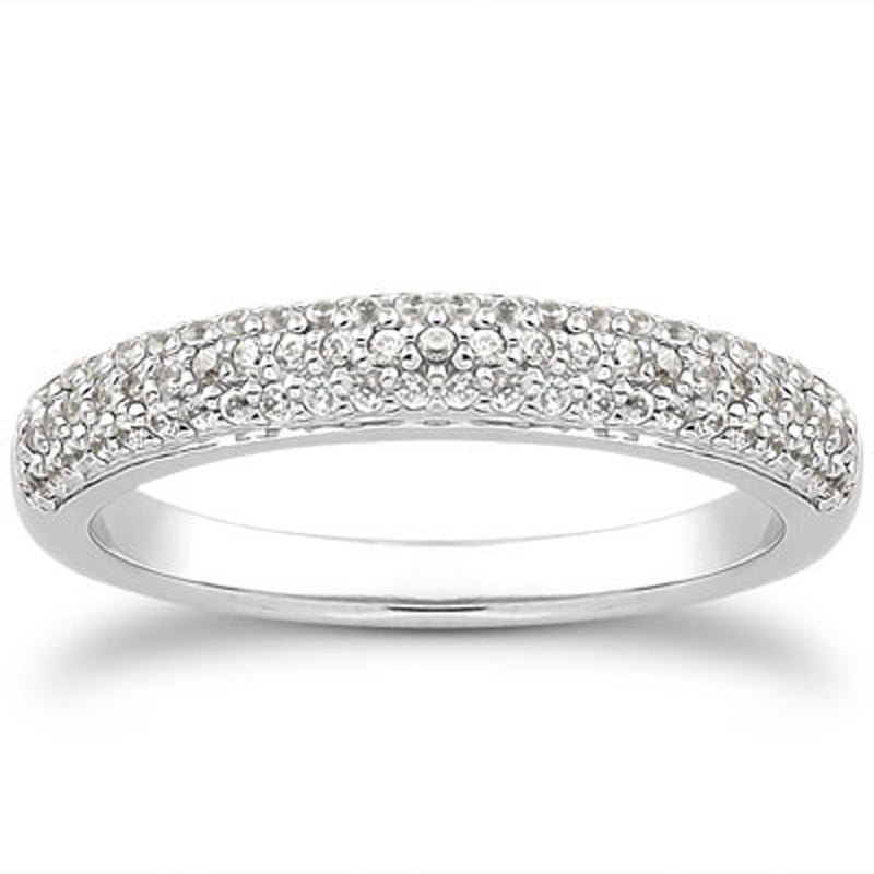 14k White Gold Triple Multi-Row Micro- Pave Diamond Wedding Ring Band - Premium Rings - Just $2673.99! Shop now at Pulse Designer Fashion