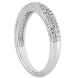 14k White Gold Triple Multi-Row Micro- Pave Diamond Wedding Ring Band - Premium Rings - Just $2673.99! Shop now at Pulse Designer Fashion