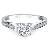 14k White Gold Pave Diamond Cathedral Engagement Ring - Premium Rings - Just $3825.99! Shop now at Pulse Designer Fashion