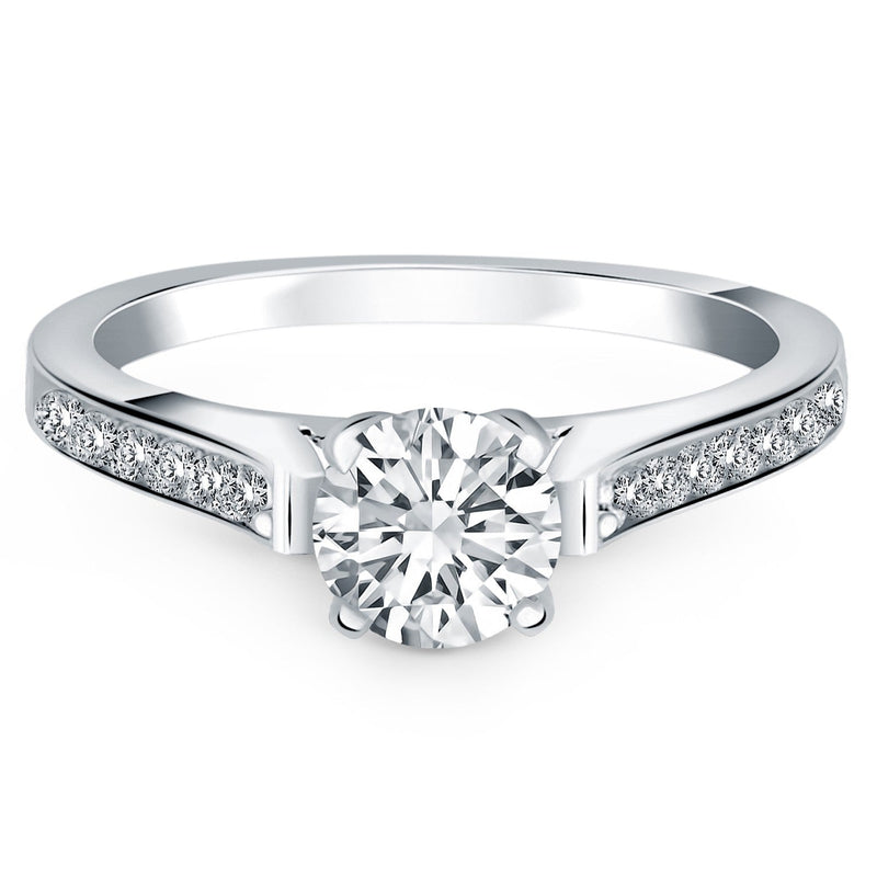 14k White Gold Pave Diamond Cathedral Engagement Ring - Premium Rings - Just $3825.99! Shop now at Pulse Designer Fashion