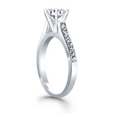 14k White Gold Pave Diamond Cathedral Engagement Ring - Premium Rings - Just $3825.99! Shop now at Pulse Designer Fashion